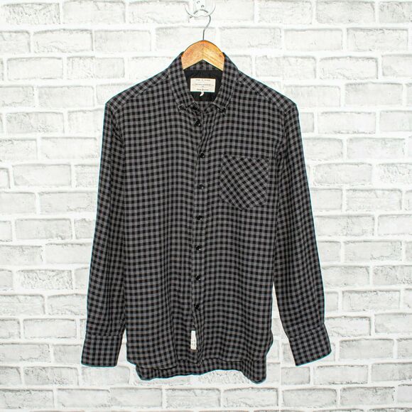 Rag & Bone Tailored Workwear Flannel Shirt Gray check Size XS - Picture 1 of 8